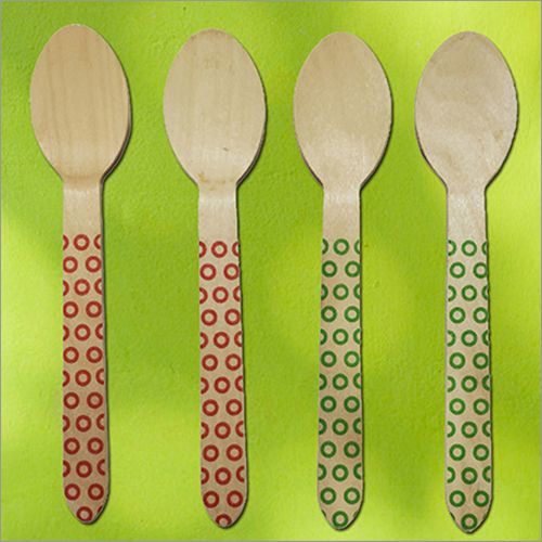 ARTH Plain Polished WOODEN SPOON CUSTOMISED PRINTED, Spoon Shape : Round