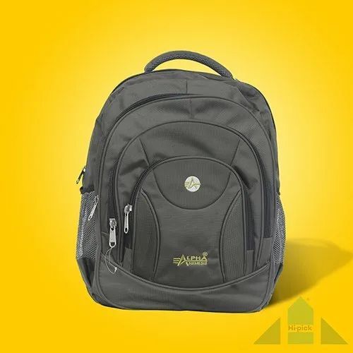 HI-PICK Polyester Black Customized Backpack Bag, Size : 17X13X6.5
