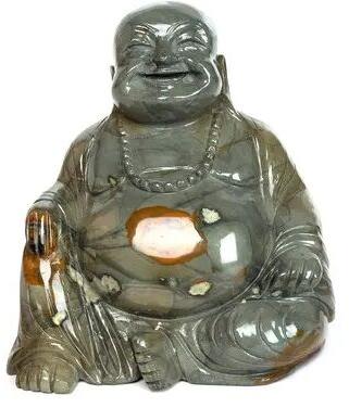 Crystal Jasper Laughing Budda, Color : Gray