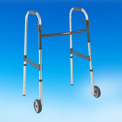 Aluminium Plastic Folding Wheel Walker, Color : Black Silver