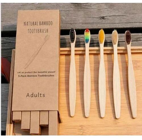 Enable Nature Natural Bamboo Toothbrush, Color : Black, Brown, Yellow, Etc