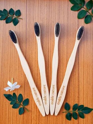 S Curve Bamboo Toothbrush With Charcoal Bristles
