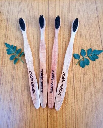 S Curve Neem Wood Toothbrush, For Cleaning Teeths, Color : Natural