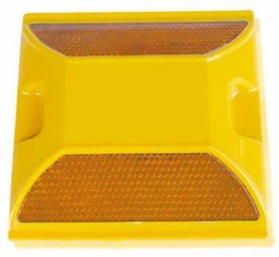 Yellow Plastic Road Stud, Size : 100x100x20mm