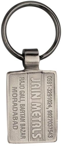 Bronze Printed Mild Steel Jain Metal Promotional Keychain, Shape : Rectangle