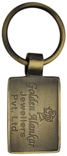 Polished Printed Mild Steel Jewellers Antique Finish Keychain, Shape : Square