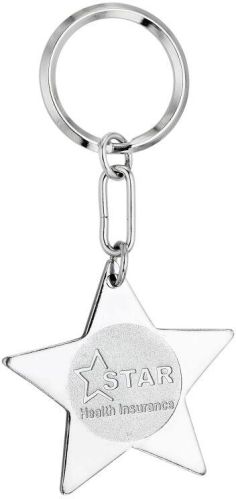 Chrome Mild Steel Star Keychain, Color : Silver