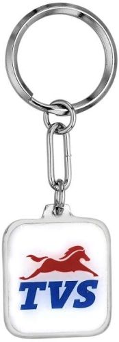 Chrome Printed Mild Steel TVS Keychain, Shape : Square