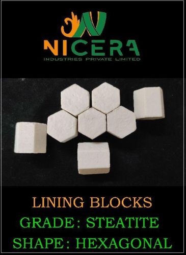 Solid Steatite Hexagonal Lining Blocks, For Industrial, Color : Off White