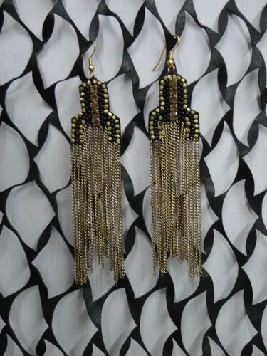 Leather Beaded Earring, Size (inches) : Customized