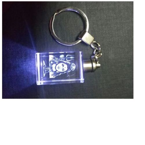 Polished Aadya Crystal Engraved LED Crystal Keychain