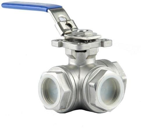 3 Way Ball Valve Screwed End, Size : 15 MM To 50 MM