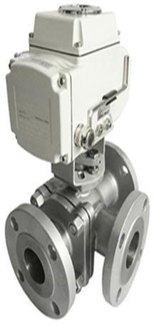 Electric Actuator Operated 3 Way Ball Valve Flanged End