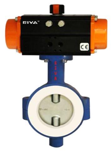 Pneumatic Actuator Operated 2 Piece FEP Lined Butterfly Valve