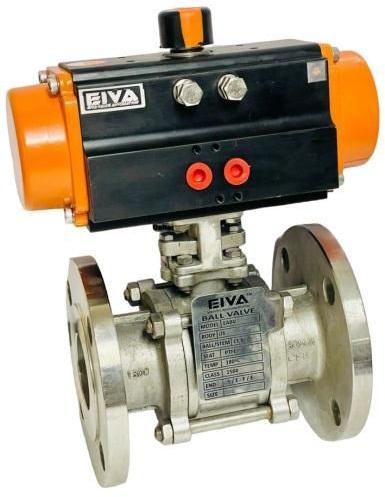 Pneumatic Actuator Operated 2 Way 3 Piece Ball Valve Flange End