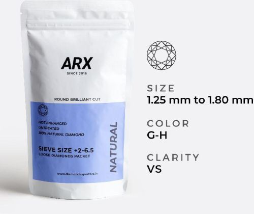 Sieve Size +2-6.5 G-H Color VS Clarity Natural Loose Diamond