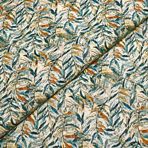 NEWD Leaf Print Linen Fabric, Width : 35'