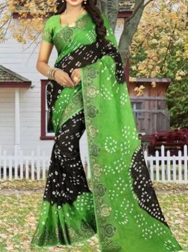 Bandhani Silk Saree, For Easy Wash, Anti-wrinkle, Shrink-resistant, Pattern : Printed