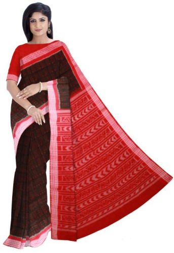 Cotton Sambalpuri Saree, For Easy Wash, Anti-Wrinkle, Shrink-Resistant, Pattern : Printed