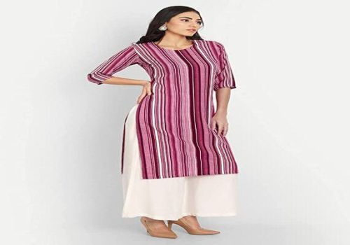 Striped Cotton Kurti Palazzo Set, Size : Small, Medium, Large, XL, XXL