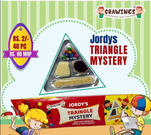 Crawings Jordys Triangle Mystery Wafer, Taste : Sweet