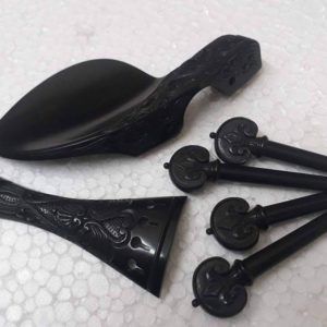 Black Hand Carved Violin Parts Set, Size : Standard