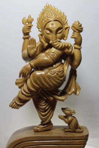 Handcrafted Wooden Ganesha Statue, For Home, Shops, Offices Etc., Packaging Type : Thermocol Box