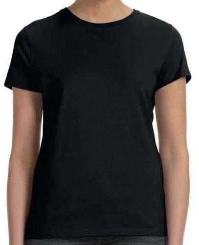 Black Half Sleeve Ladies Lycra T-Shirt, For Casual Wear, Pattern : Plain