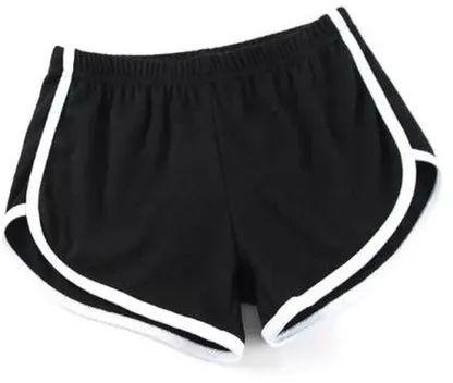 Black Cotton Ladies Running Shorts