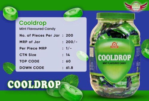 Glory Solid Cooldrop Mint Flavoured Candies, Taste : Sweet