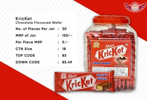 Glory Kricket Chocolate Flavoured Wafers, Feature : Sweet, Healthy