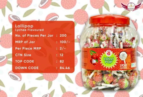 Global Solid Lychee Flavoured Lollipop, Packaging Type : Plastic Box