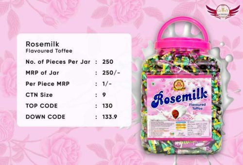 Glory Solid Rosemilk Flavoured Toffee, Packaging Type : Plastic Box