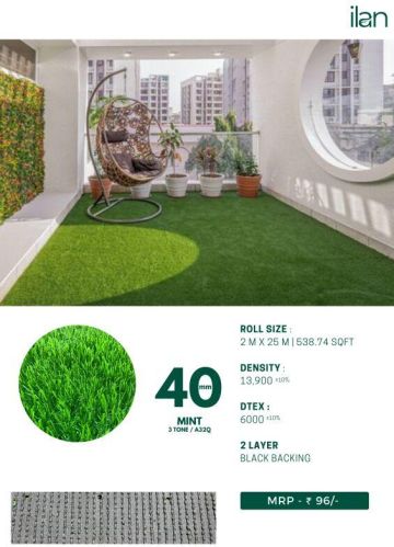 40 Mm Mint Artificial Grass, Size : Multisize