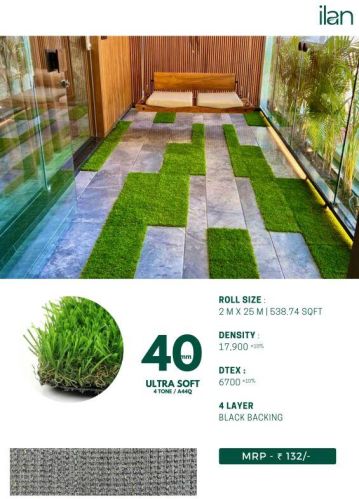 40 Mm Ultra Soft Artificial Grass, Size : Multisize