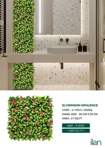 Crimson Opulence Artificial Green Walls, For Indoor, Outdoor, Feature : Durable, Easy To Place, Fad-less