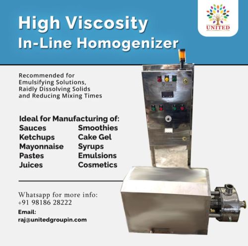 Automatic High Viscosity Inline Homogenizer Mixer, For Industrial, Voltage : 220V