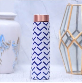 Blue Wave Copper Water Bottle, Packaging Type : Paper Box