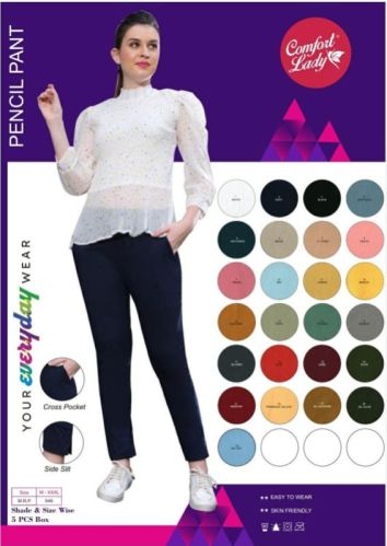 Cotton Plain Ladies Pencil Pant, Technics : Machine Made