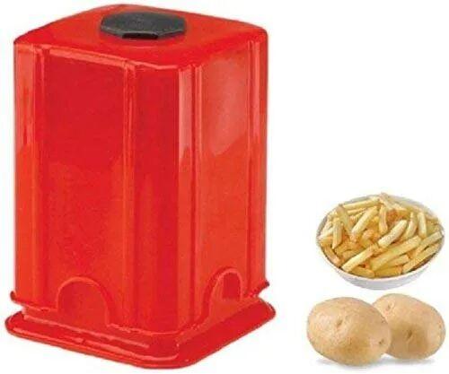 Plastic Stainless Steel Potato French Fries Slicer, Color : Red