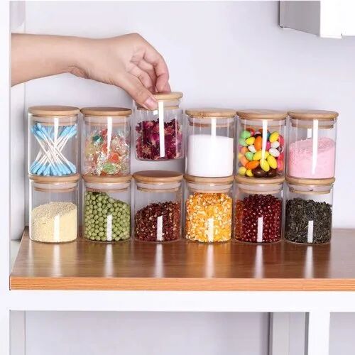 Square Tallin Glass Jar, Color : Transparent