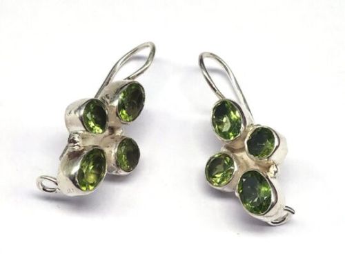925 Sterling Silver Natural Peridot Gemstone Handmade Earrings