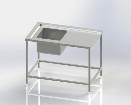 Rectangular Stainless Steel Sink With Work Table, For Hotel, Restaurant, Sink Style : Single