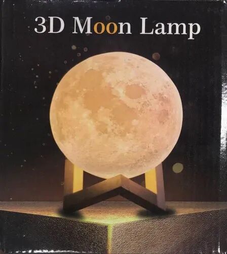 Fluorescent 3D Moon Lamp, For Home, Base Material : Plastic