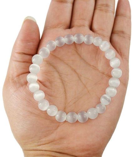 Natural Selenite Bracelet, Color : White