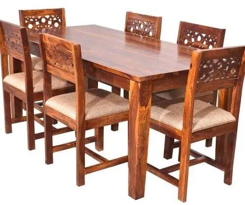 Solid Wooden Dining Table Set, Color : Dark Brown