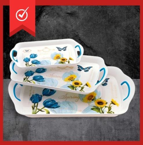 Serving Tray Set Of 3, Size : Medium, Large, X-Large