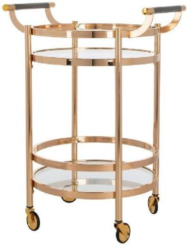 2 Tier Round Bar Cart, Style : Modern