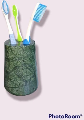 Polished Plain Green Marble Toothbrush Holder, Size : Diameter: 10cm, Height: 7 Cm 