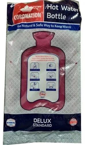 Self Structure Rubber Coronation Hot Water Bottle, Shape : Rectangular